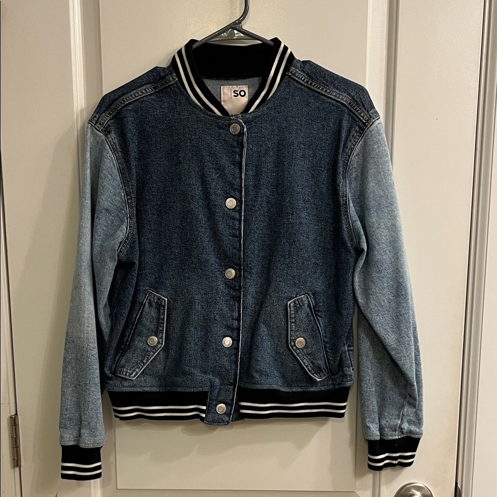 SO Denim Jacket with Black and White Trim